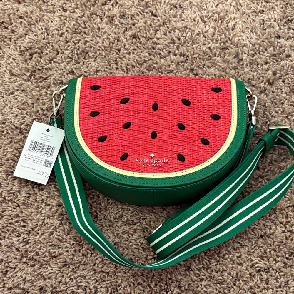 Kate Spade Watermelon-Themed Crossbody Bag - Red and Green